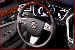 The interior has all the recent Cadillac design cues.