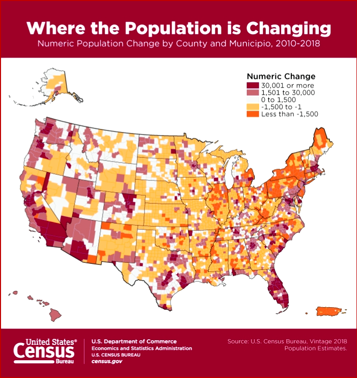 AutoInformed.com on U.S. Population Change by County 2010 - 2018