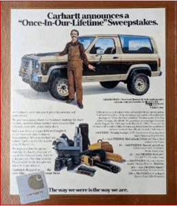 Carhartt Work-Wear Ad – Courtesy of and Copyright Carhartt 13 Jan. 2026 all rights reserved